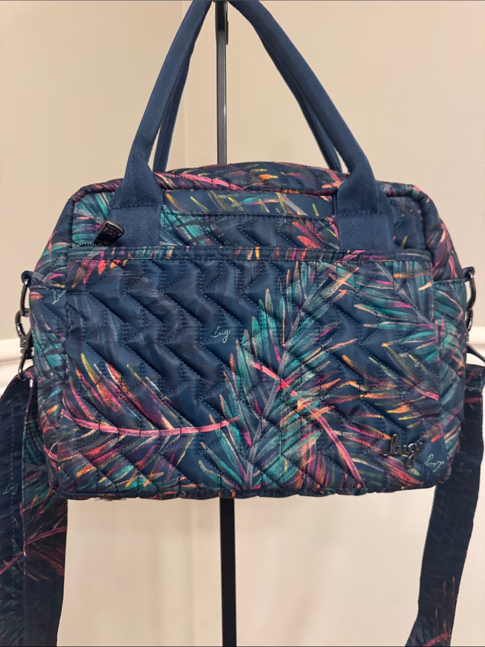 RARE LUG Jive Quilted crossbody/satchel-tote bag in Tropical Multi Palm Print